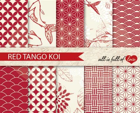 Download Free Red Tango Patterns Koi Fish Background Kit Commercial Use Free PSD Mockups