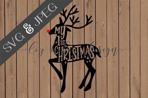 Download Free Reindeer First Christmas Cut File SVG JPEG DXF Files