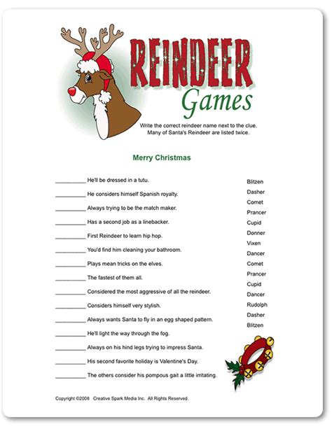 Download Free Reindeer Games Printable