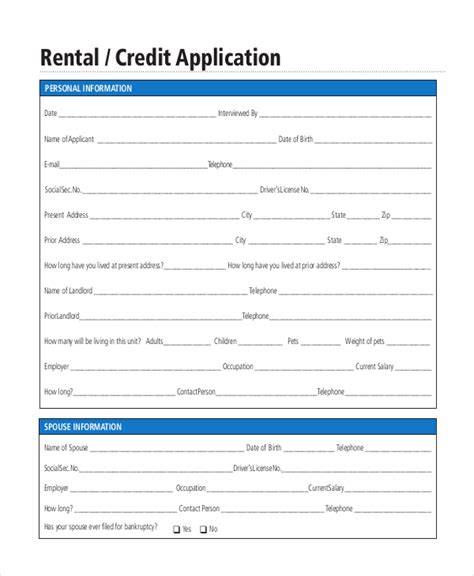Creating A Free Rental Credit Application Form Template In 2023