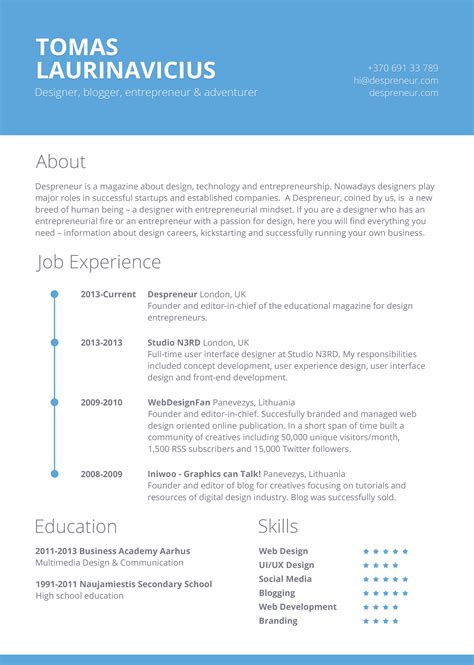 Free Resume Template With Photo
