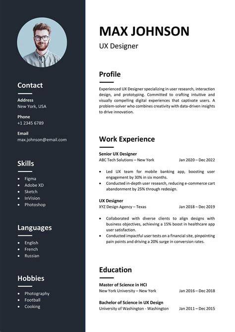 Free Resume Template With Photo Insert
