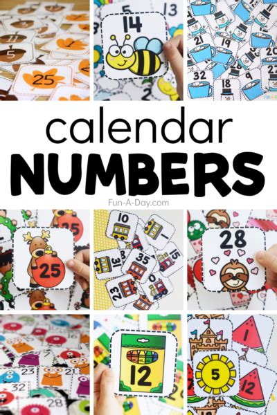 Free Robot Calendar Numbers For Preschool