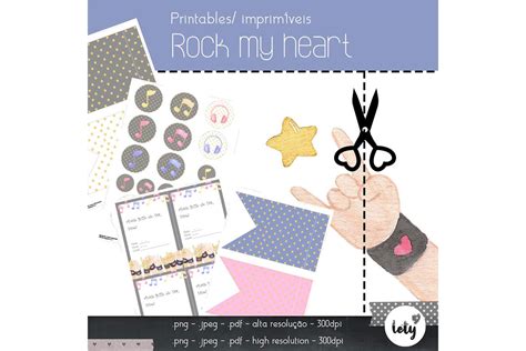 Download Free Rock My Heart Printable Party Set DXF Files
