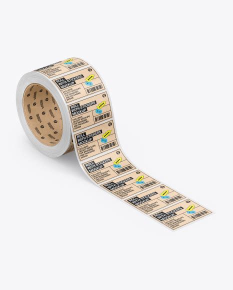 Download Free Roll with Kraft Stickers Mockup PSD Object Mockups PSD Files