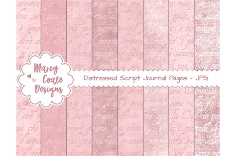 Download Free Rose Pink Distressed Script Journal Papers - US Letter size For Silhouette