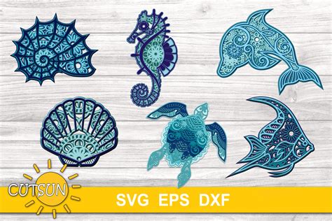 Download Free SVG 3D Layered Sea Creatures SVG Bundle SVG Files