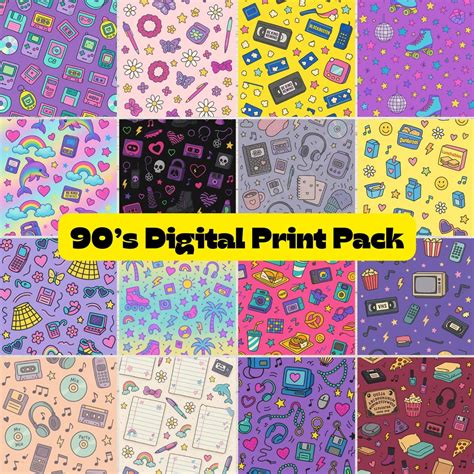 Free SVG 90s Digital Paper Pack
