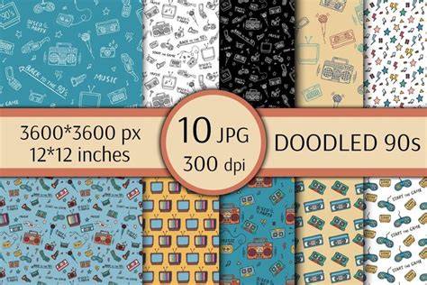 Download Free SVG 90s Digital Paper Pack SVG Cut Files