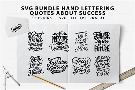 Download Free SVG Bundle - Lettering Typography Quotes About Success DXF Files