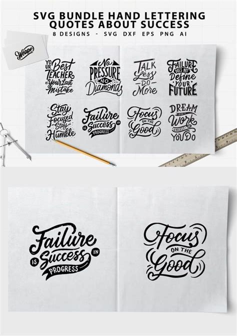 Download Free SVG Bundle - Lettering Typography Quotes About Success For Crafts