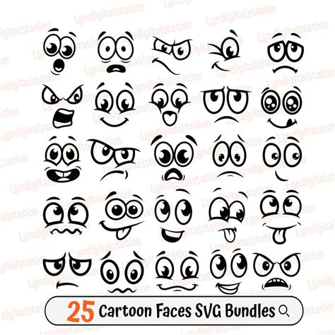 Free SVG Cartoon Faces Expression Clipart | 10 Variations