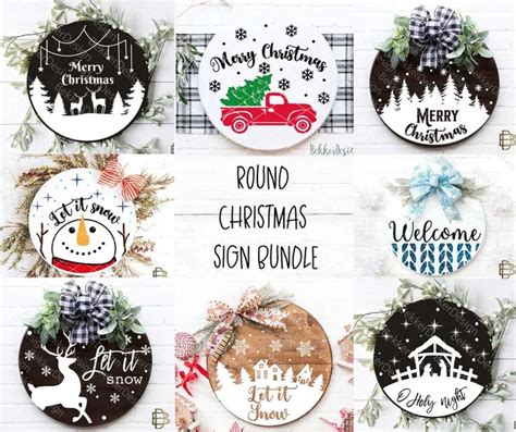 Free SVG Christmas Round Sign Bundle | Round Christmas Sign Bundle