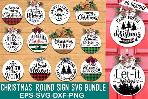 Download Free SVG Christmas Round Sign Bundle | Round Christmas Sign Bundle SVG Files