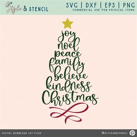 Free SVG Christmas Tree Words