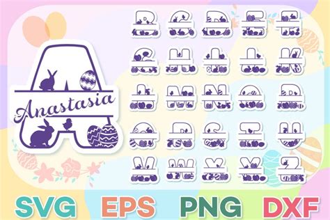 Free SVG Easter Monogram SVG | Easter Split Alphabet