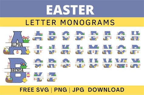 Download Free SVG Easter Monogram SVG | Easter Split Alphabet SVG Files