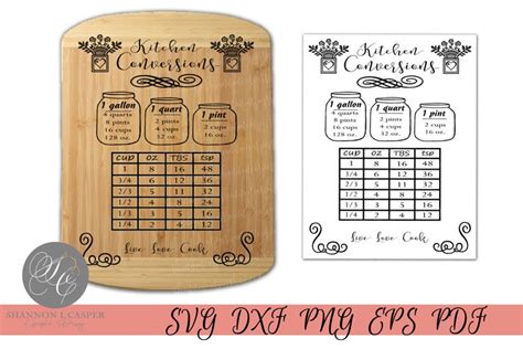 Free SVG Farmhouse Conversion Chart | Kitchen Cutting Board SVG