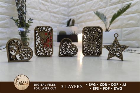 Free SVG Multilayer Cut File 5 Keychains Bundle