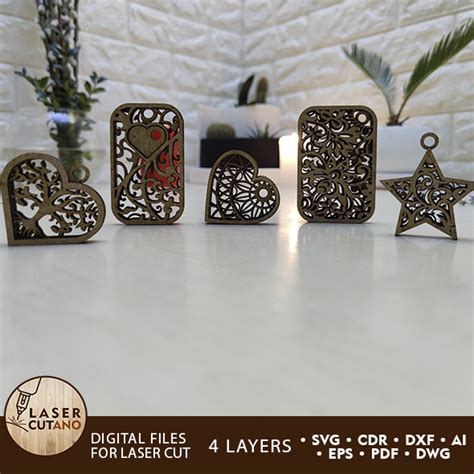 Download Free SVG Multilayer Cut File 5 Keychains Bundle SVG Cut Files