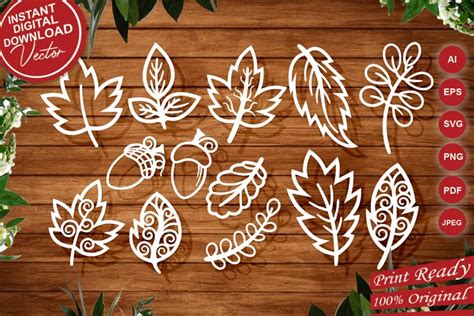 Download Free SVG Papercut Fall Leaves Set, Fall Laser Cut Leaf Collection SVG Files