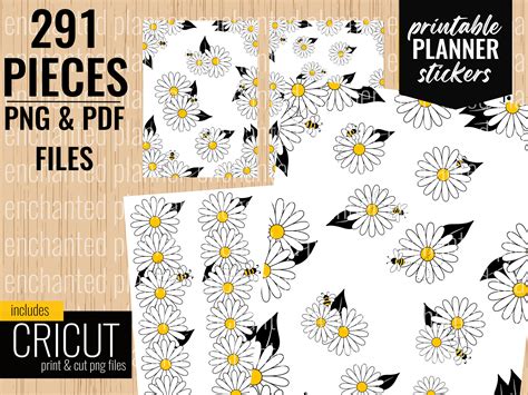 Free SVG Printable Planner Stickers - Pretty Daisies