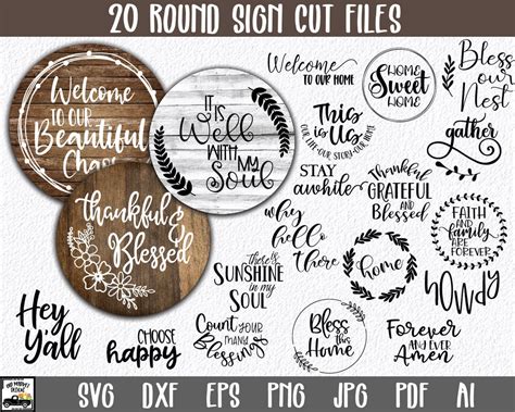 Download Free SVG Round Sign Bundle - Round SVG Files - Farmhouse Signs SVG Files