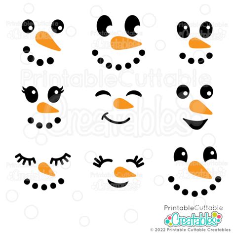 Free SVG Snowman faces