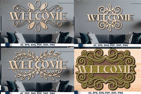 Download Free SVG Welcome Sign Laser Cut Design | Flowers Round Sign SVG Cut Files