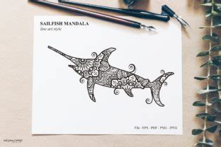 Download Free Sailfish Mandala Vector Line Art Style For Crafts