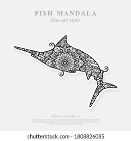 Download Free Sailfish Mandala Vector Line Art Style Images