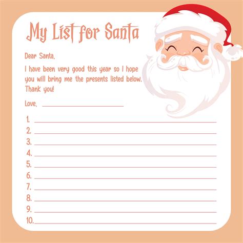 Free Santa List Template