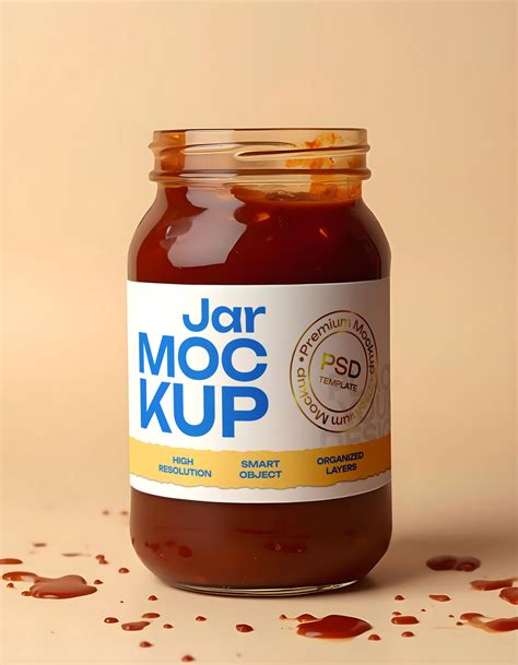 Download Free Sauce Jar Mockup PSD Generator
