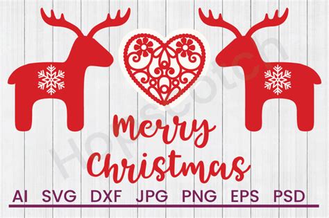Download Free Scandi Merry Christmas Reindeer Border - SVG File,DXF File Cricut SVG Free PSD Mockups