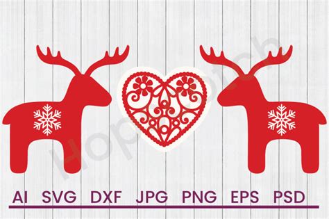 Download Free Scandi Merry Christmas Reindeer Border - SVG File,DXF File For Crafts