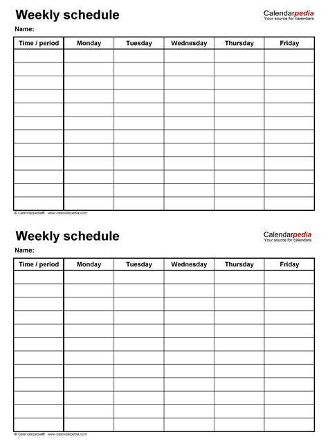 Free Schedule Forms Printable