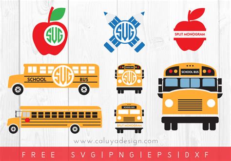 Download Free School Bus Monogram - SVG, DXF, EPS Cut File DXF Files
