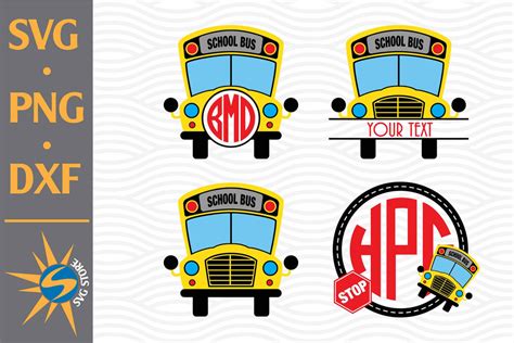 Download Free School Bus Monogram SVG, PNG, DXF Digital Files Include Commercial Use