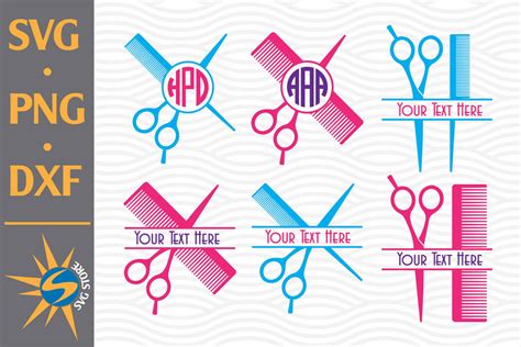 Download Free Scissors Comb Monogram SVG, PNG, DXF Digital Files Include Files