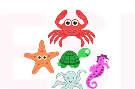 Download Free Sea Creatures Design Set Commercial Use DXF Files