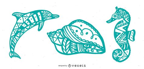 Download Free Sea Creatures Design Set Commercial Use Free PSD Mockups