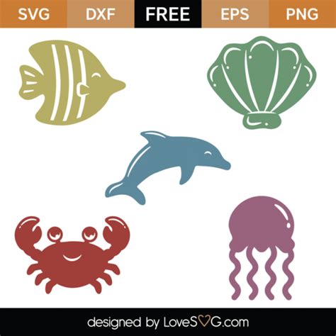 Download Free Sea Creatures Design Set Cut Files