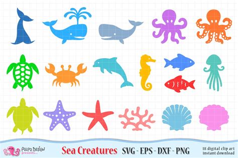 Download Free Sea Creatures Design Set DXF Files