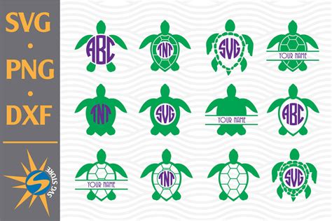 Download Free Sea Turtles Monogram SVG, PNG, DXF Digital Files Include DXF Files