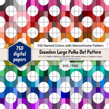 Download Free Seamless Large Polka Dot Paper - 250 Colors with Pattern Files