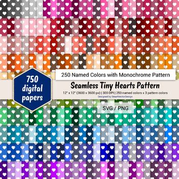 Download Free Seamless Tiny Hearts Digital Paper - 250 Colors with Pattern Cut Files