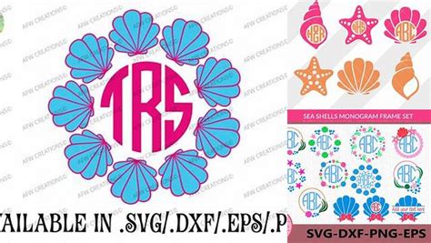 Download Free Seashell Monogram - SVG, DXF, EPS Cut File Silhouette For Crafts