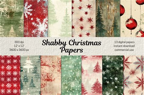 Download Free Shabby Christmas Texture Paper Pack Cut Files