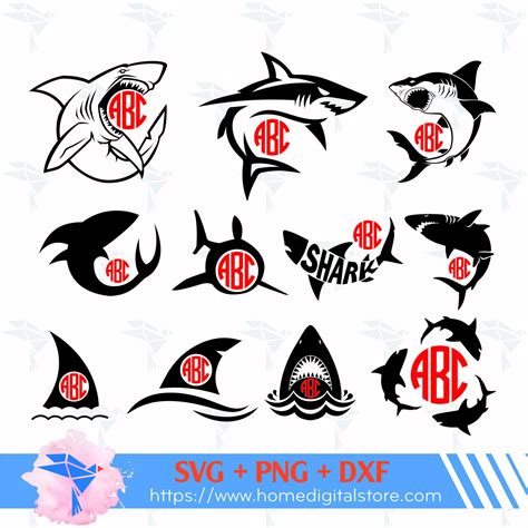 Download Free Shark Monogram SVG, PNG, DXF Digital Files Include Commercial Use DXF Files