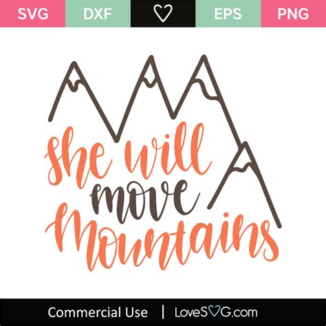 Download Free She Will Move Mountains Cutting Design Files Free PSD Mockups